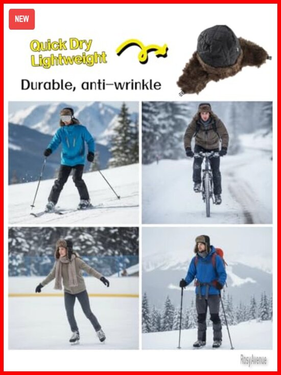 Warm Faux Fur Trapper Hat with Ear Flaps Windproof Waterproof Snow Ski Hat main image 6